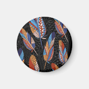 Colourful Feather Pattern Seamless Background. Magnet