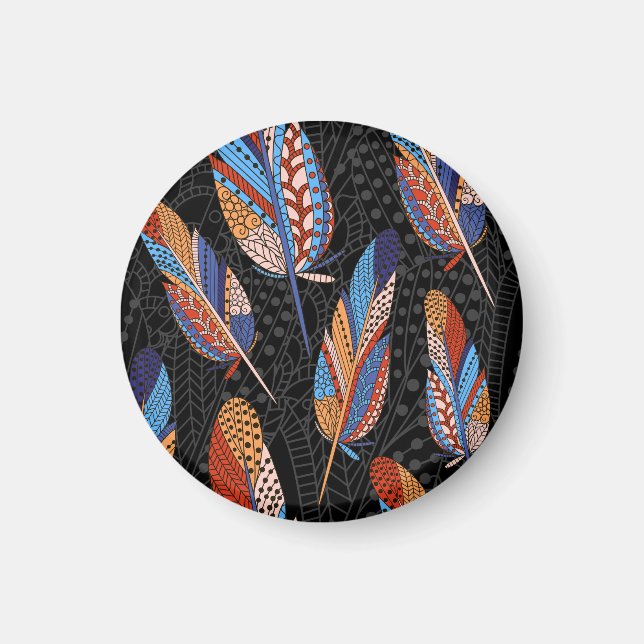 Colourful Feather Pattern Seamless Background. Magnet (Front)