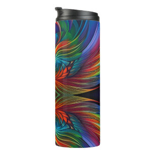 Colourful feather swirl thermal tumbler