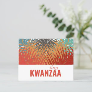 colourful feathers Black Holiday Happy Kwanzaa Postcard
