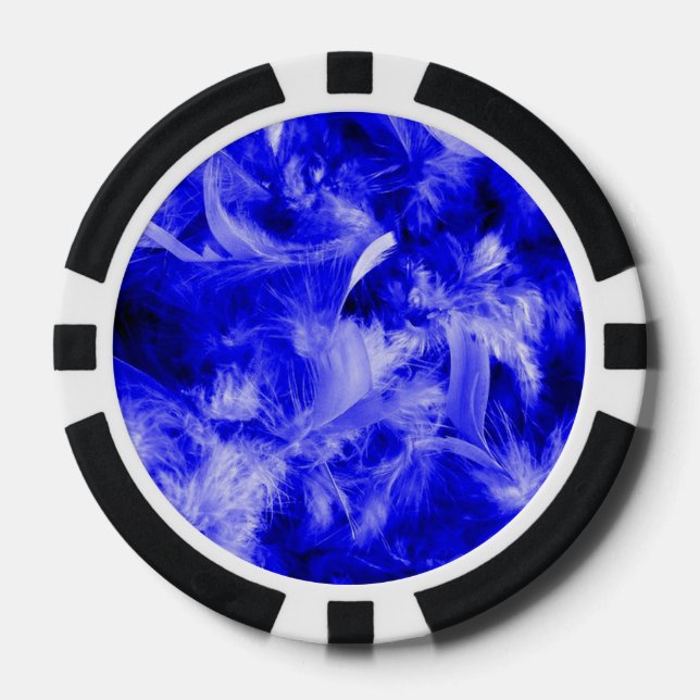 colourful feathers blue poker chips (Front)