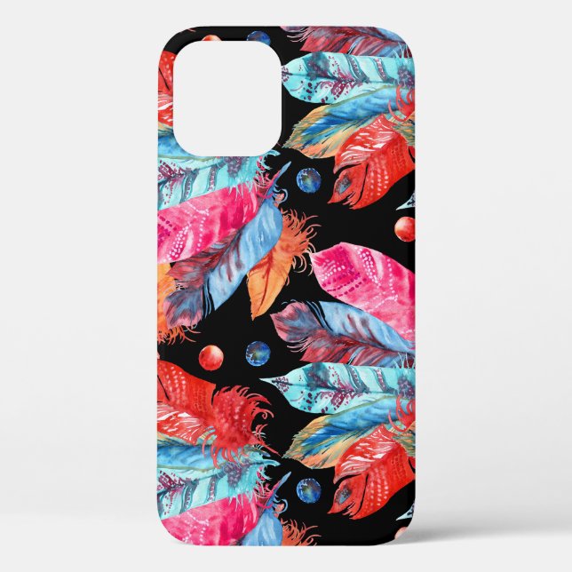 Colourful feathers, boho, seamless, vibrant. Case-Mate iPhone case (Back)