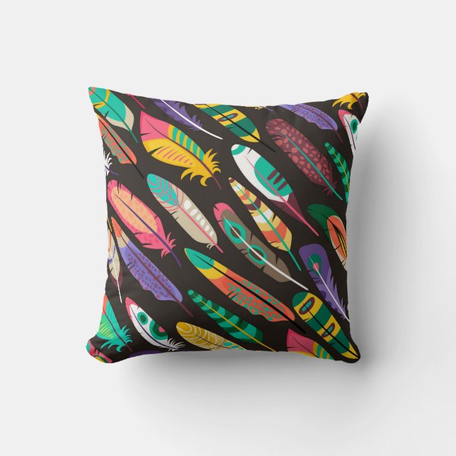 Colourful Feathers Cushion (Front)
