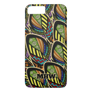 Colourful Feathers custom monogram phone cases