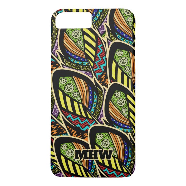 Colourful Feathers custom monogram phone cases (Back)