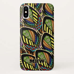 Colourful Feathers custom monogram phone cases