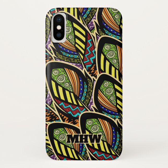 Colourful Feathers custom monogram phone cases (Back)