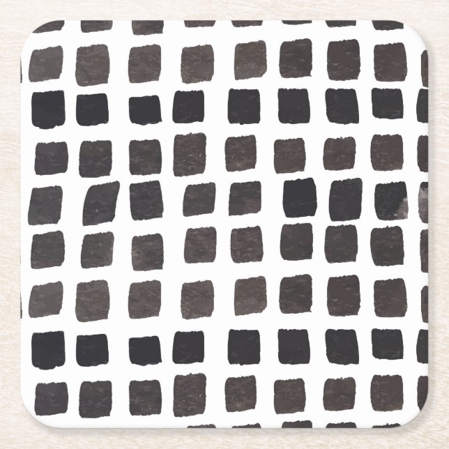 Colourful Feathers: Cute Vintage Pattern Square Paper Coaster (Front)
