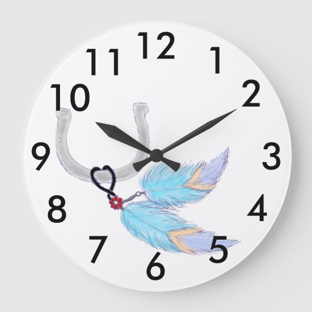 Colourful feathers Horse shoe Wall Clock (Front)