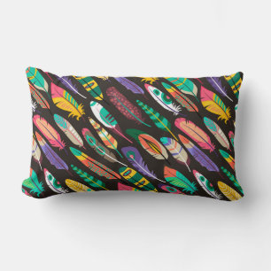 Colourful Feathers Lumbar Cushion