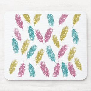 Colourful Feathers pattern Mouse Pad