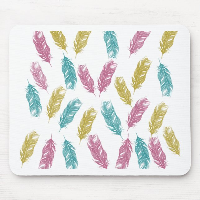 Colourful Feathers pattern Mouse Pad (Front)
