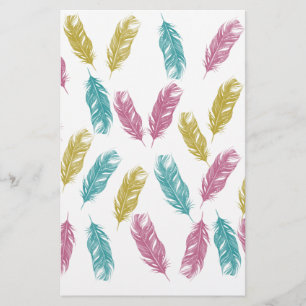 Colourful Feathers pattern Stationery