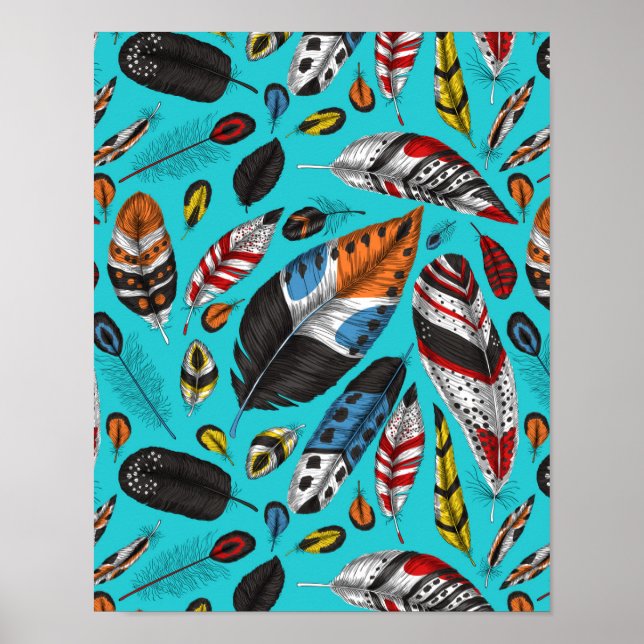 Colourful feathers poster (Front)