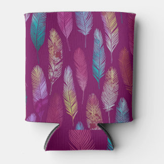 Colourful feathers: purple background pattern. can cooler