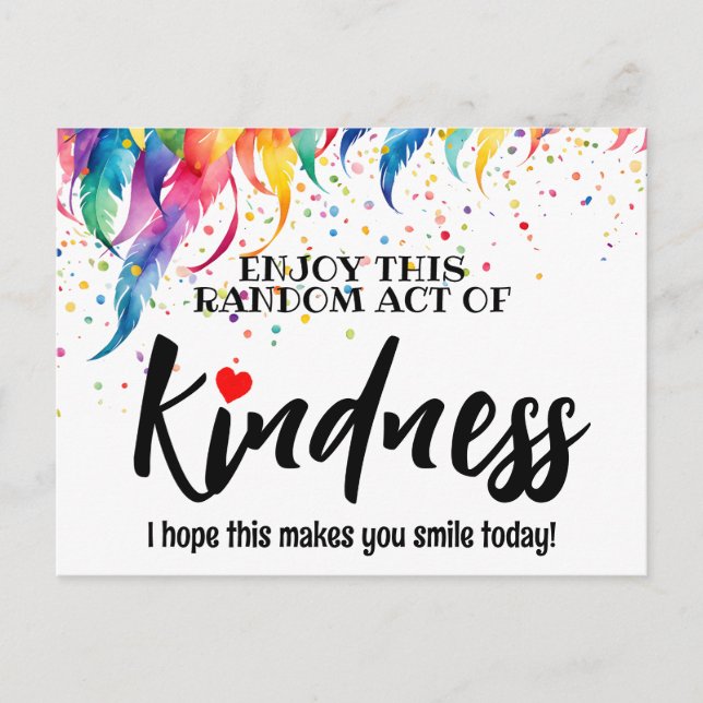 Colourful Feathers Random Act of Kindness Postcard (Front)