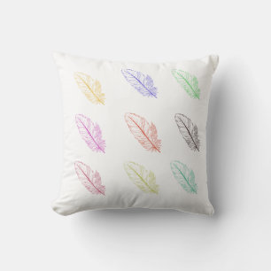 Colourful Feathers Throw Pillow