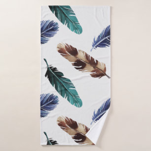 Colourful Feathers Tribal Texture Bath Towel
