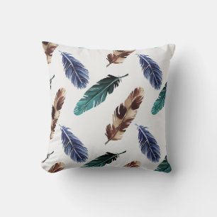 Colourful Feathers Tribal Texture Cushion