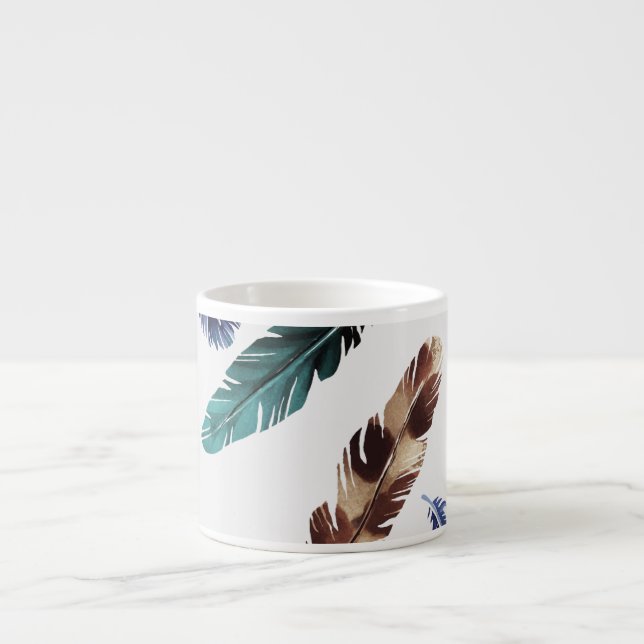 Colourful Feathers Tribal Texture Espresso Cup (Front)