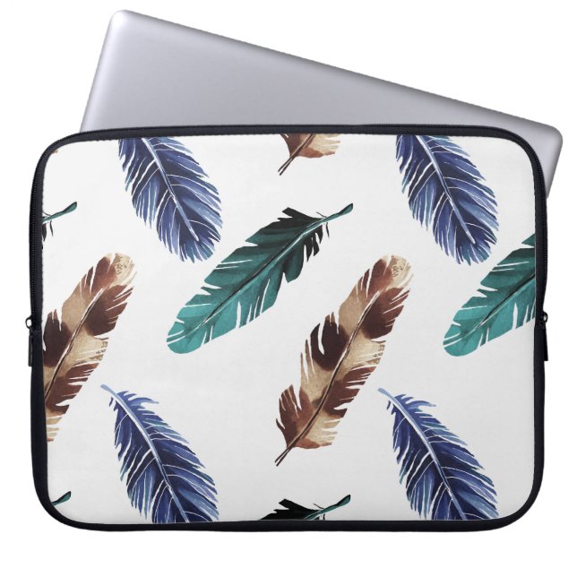 Colourful Feathers Tribal Texture Laptop Sleeve (Front)