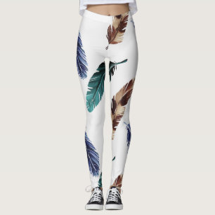 Colourful Feathers Tribal Texture Leggings
