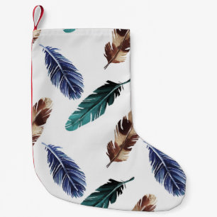 Colourful Feathers Tribal Texture Small Christmas Stocking