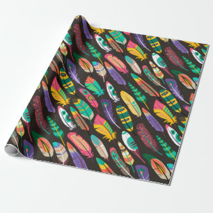 Colourful Feathers Wrapping Paper