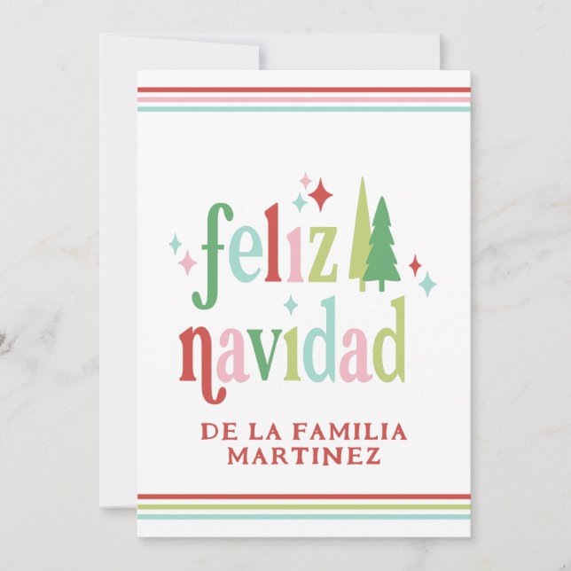 Colourful Feliz Navidad Photo Christmas Card (Front)