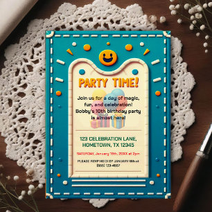 Colourful Felt Kids Birthday Party Invitation Postcard