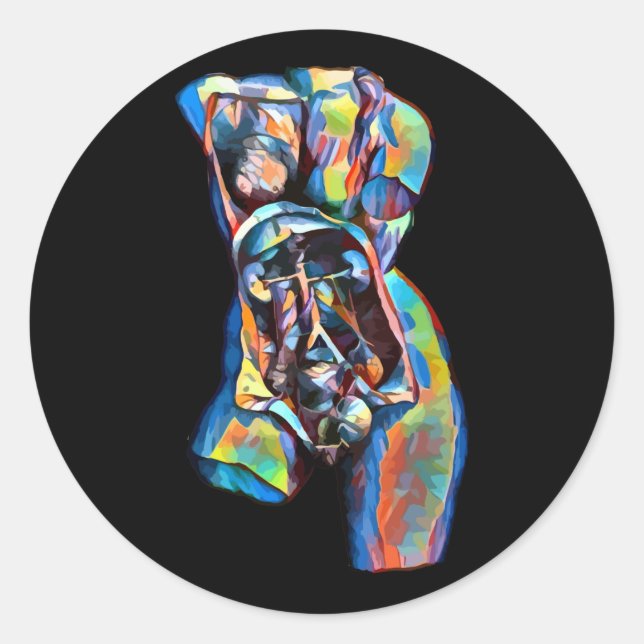 colourful female human anatomy body abstract art classic round sticker (Front)