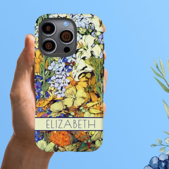 Colourful Feminine Floral Garden First Name Case-Mate iPhone Case (Creator Uploaded)