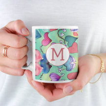 Colourful Feminine Heart Pattern Creative Initial