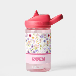 Colourful Feminine Pink Wild Flowers for Girls Water Bottle