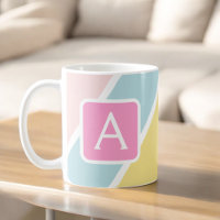 Colourful Feminine Stripes Monogram Colourful