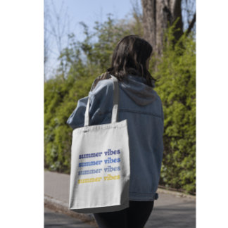 Colourful Feminine Summer Vibes in Blue and Yellow Tote Bag