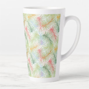 Colourful fern leaves on white. latte mug