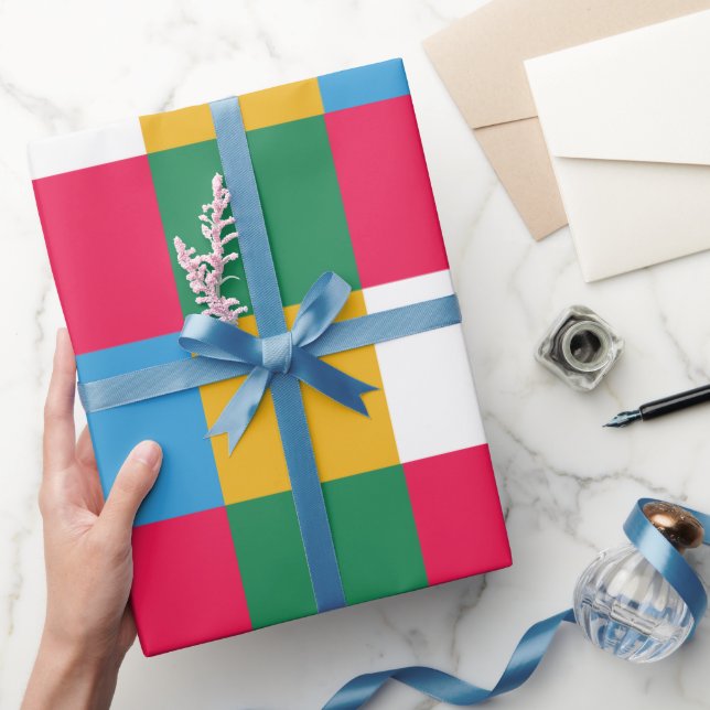 Colourful Festive Chequerboard Wrapping Paper (Gifting)