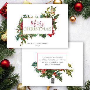 Colourful Festive Christmas Floral w/Label Holiday Card