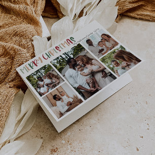 Colourful Festive Christmas Folded Five Photo Holiday Card