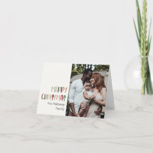 Colourful Festive Christmas Folded Single Photo Holiday Card
