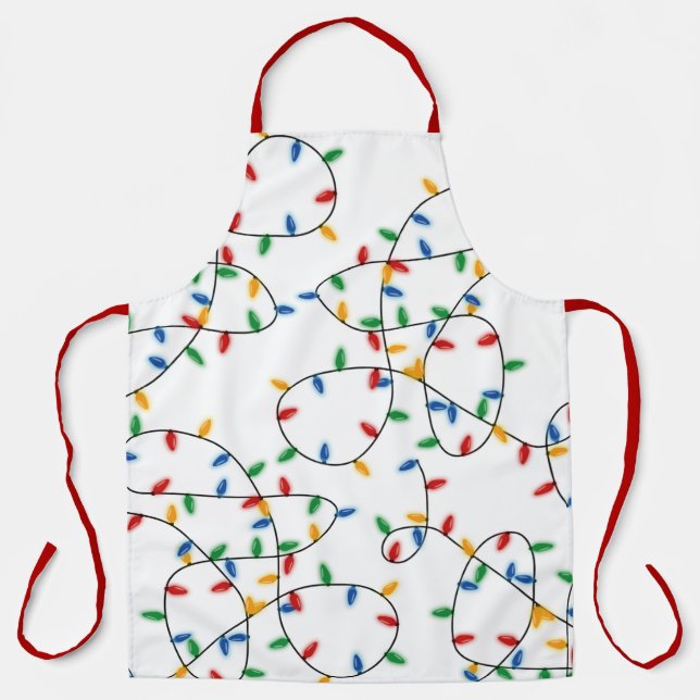 Colourful Festive Christmas Lights Pattern  Apron (Front)