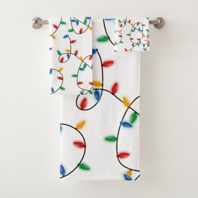 Colourful Festive Christmas Lights Pattern   Bath Towel Set (Insitu)