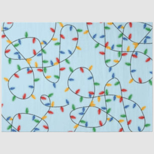 Colourful Festive Christmas Lights Pattern Blue  Tissue Paper