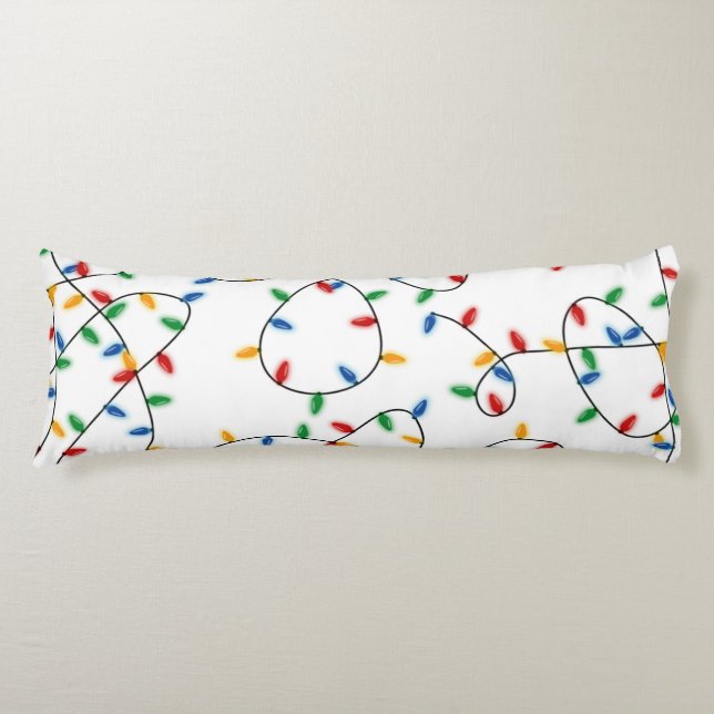 Colourful Festive Christmas Lights Pattern Body Cushion (Front)