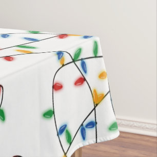 Colourful Festive Christmas Lights Pattern   Tablecloth