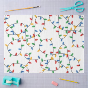 Colourful Festive Christmas Lights Pattern  Tissue Paper
