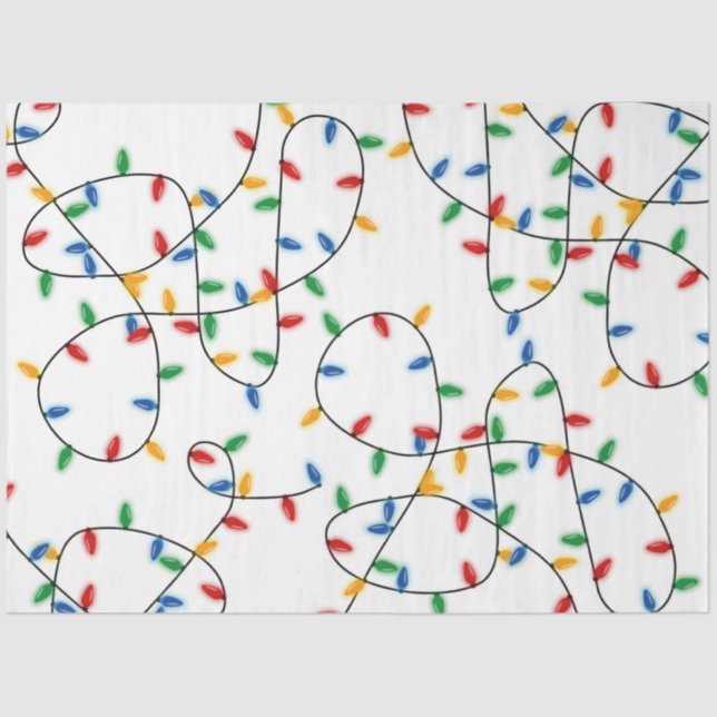 Colourful Festive Christmas Lights Pattern  Tissue Paper (Front)