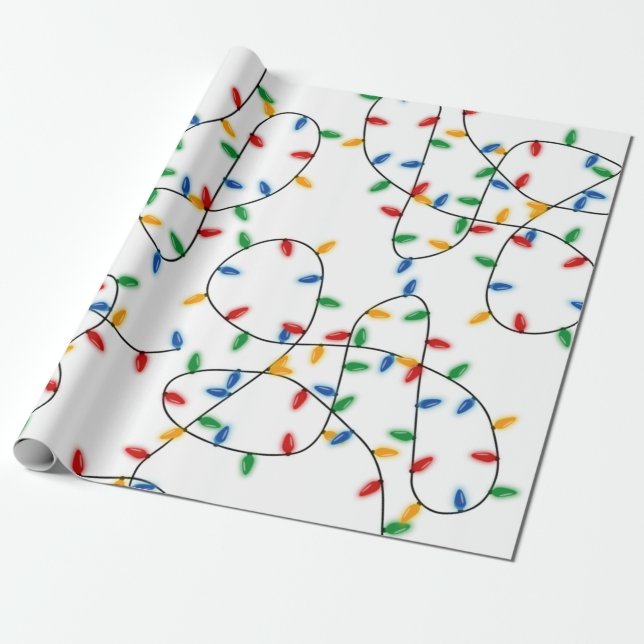 Colourful Festive Christmas Lights Pattern  Wrapping Paper (Unrolled)