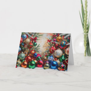 Colourful Festive Christmas Ornaments Holiday Card